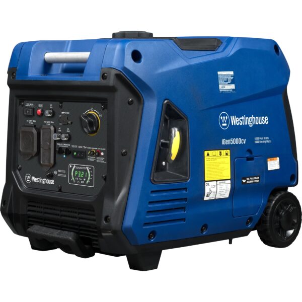 Westinghouse 5000 Peak Watt Recoil Start, Gas Powered Portable Inverter Generator with CO Sensor