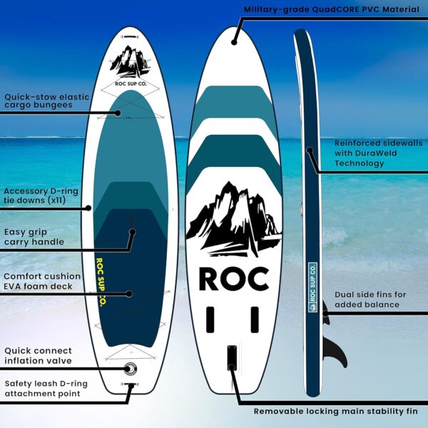 d7eb9538cc1c4c8d87c2c6c1d8b5381b Roc Inflatable Stand Up Paddle Boards 10 ft 6 in with Premium SUP Paddle Board Accessories, Wide Stable Design, Non-Slip Comfort Deck for Youth & Adults