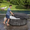 Bestway SaluSpa Fiji AirJet Large Round 2 to 4 Person Inflatable Hot Tub Portable Outdoor Spa with 120 AirJets and EnergySense Cover, Grey