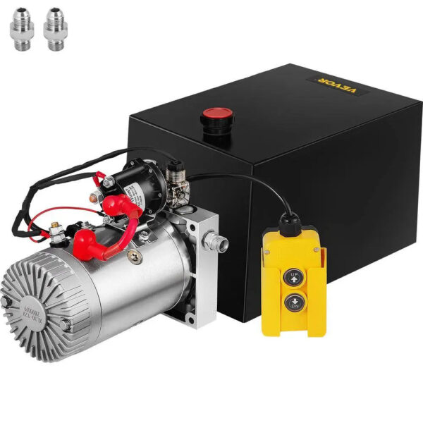 d86ae9bab80944a0b35f31d8ae853ae3 12 qt. 12-Volt 3200 PSI Hydraulic Power Pump Electric Dump Trailer Pump with Steel Reservoir for Car Lift 12LDZYCZYYBTX0001V0