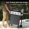 MASTER COOK 3 Burner BBQ Propane Gas Grill, Stainless Steel 30,000 BTU Patio Garden Barbecue Grill with Two Foldable Shelves