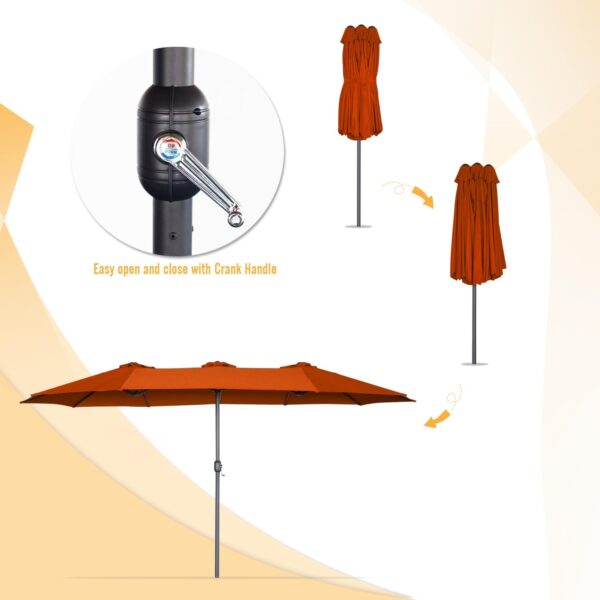 d88f6304f3ad4322a0f8987db66a29ca 15ft Patio Umbrella with Solar Lights, Large Double Umbrella Outdoor, Rectangle 180''x106'' Umbrellas with 156 PCS LED Lights and Crank Handle for Backyard Deck Pool Shade in Black(1.9" Pole)