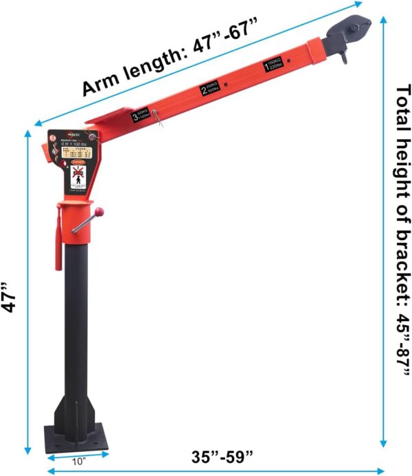 d89e3420461b4352bc0c1d12e1e65ee5 1100lb Folding Dismountable Household Hoist Truck Crane with Electric Hoist (110V) – 880lb Pulling Force, Jib Cranes for Factory, Warehouse, Construction