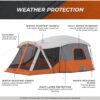 CORE Straight Wall Cabin Tents | 10 Person / 11 Person / 12 Person Large Multi Room Family Tents for Car Camping & Outdoor Adventures
