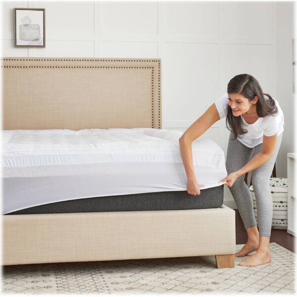 Sealy - 3 + 1 Memory Foam Topper with Fiber Fill Cover - Queen - Blue