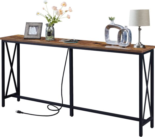d9c50b14863049feab0585e52f8d8fd2 SUPERJARE 70 Inch Console Table with 2 Outlet and 2 USB Ports