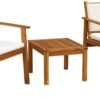 Patio Furniture 4 Piece Outdoor Acacia Wood Patio Conversation Sofa Set with Table & Cushions Porch Furniture for Deck, Balcony, Backyard