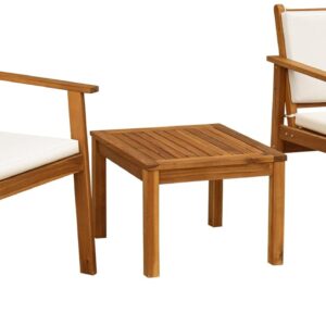 Patio Furniture 4 Piece Outdoor Acacia Wood Patio Conversation Sofa Set with Table & Cushions Porch Furniture for Deck, Balcony, Backyard