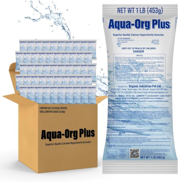 d9e8233d3f234e35bf39b0072c3cceee Pool Shock by Aqua Org Plus - 65% Granular Cal Hypo - Swimming Pool Shock for In-Ground, Above Ground, Spas & Hot Tubs - 50 Pound Pail