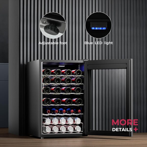 da554ef5fce94f37a55fb2c2661eaaa6 Beverage Refrigerator Cooler - 126 Can Mini Fridge with Glass Door for Soda Beer or Wine, Beverage Cooler for Home, Office, Bar with Adjustable Removable Shelves, Silver