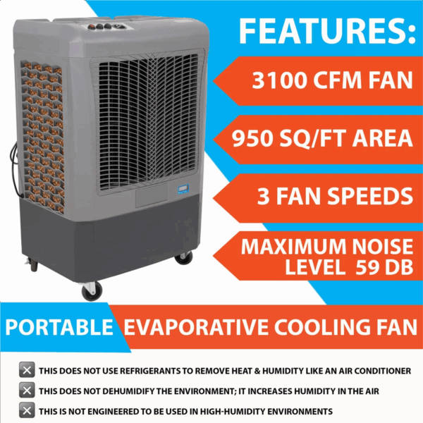 Open Box Hessaire Indoor/Outdoor Portable 500 Sq Ft Swamp Air Cooler
