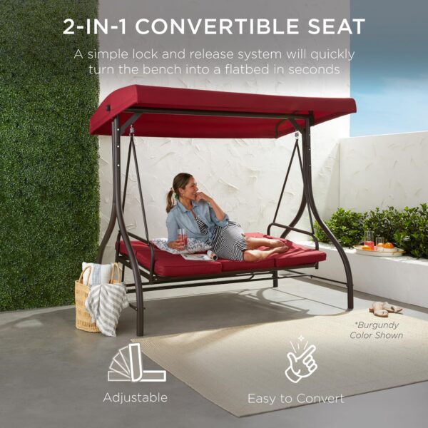 daa8223ef3c748e79cf9483120e403f5 3-Seat Outdoor Large Converting Canopy Swing Glider