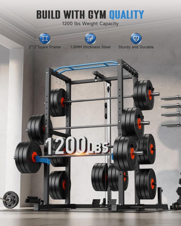 db3591e504ba41d7b75f9a9e8468ea39 Sportsroyals Power Cage,1600lbs Multi-Function Power Rack with Adjustable Cable Crossover System and More Training Attachment, Weight Cage for Home Gym