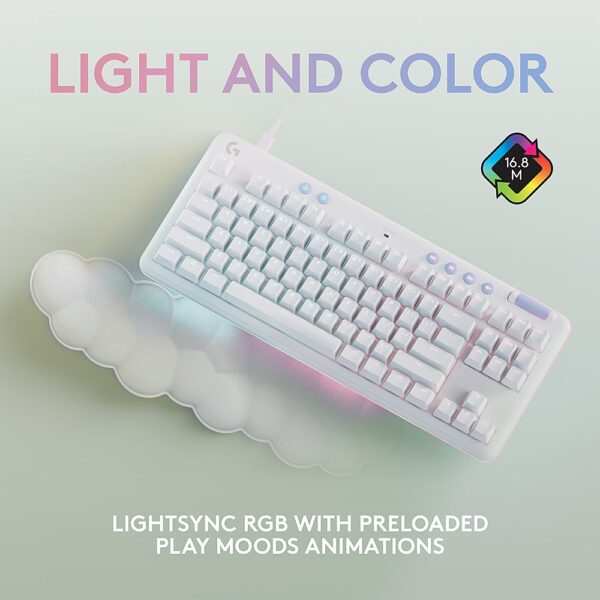 Logitech - G713 Aurora Collection TKL Wired Mechanical Linear Switch Gaming Keyboard for PC/Mac with Palm Rest Included - White Mist