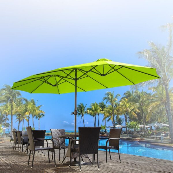 db826e8972354c9ba8bac009212d67bb 15ft Patio Umbrella with Solar Lights, Large Double Umbrella Outdoor, Rectangle 180''x106'' Umbrellas with 156 PCS LED Lights and Crank Handle for Backyard Deck Pool Shade in Black(1.9" Pole)