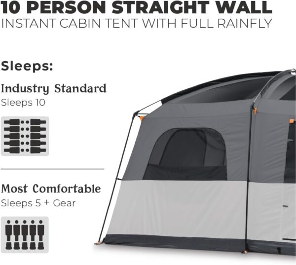 db942004bb804e348bfb537d0eb765f6 CORE Straight Wall Cabin Tents | 10 Person / 11 Person / 12 Person Large Multi Room Family Tents for Car Camping & Outdoor Adventures