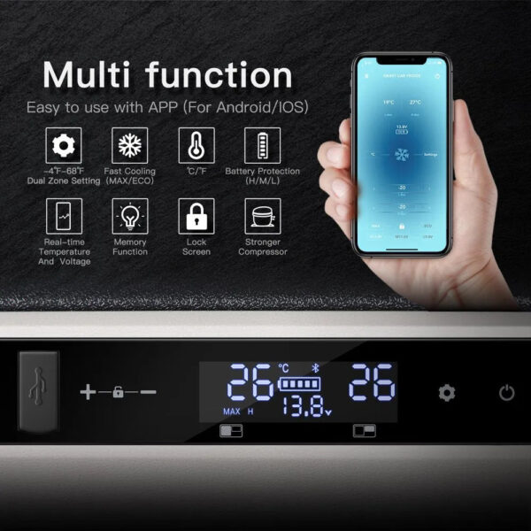 dc319ad234f0470e9ab4eeb76ae9ca3a 12 Volt 37 Qt. Portable Car Refrigerator, Car Freezer for Outdoor, Camping, Travel, RV,APP Control