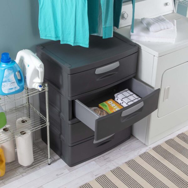 dc4b9a3642294b3c9b5efcbdb57cda61 Sterilite 4 Drawer Plastic Storage Unit, Flat Gray, Heavy-Duty, BPA-Free
