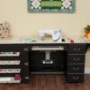 Sewing Cabinet for Sturdy Sewing, Cutting, Quilting, and Crafting with Storage and Airlift, Black Finish