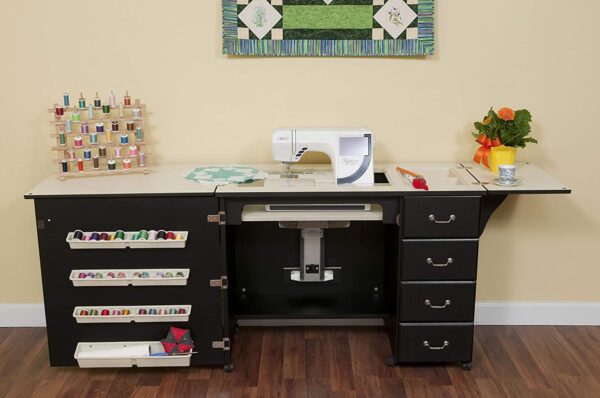 dc56156003df4669bdcd7e5581e6c680 Sewing Cabinet for Sturdy Sewing, Cutting, Quilting, and Crafting with Storage and Airlift, Black Finish