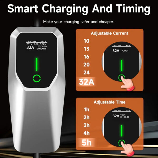 dc83d4e6d2a043e0902860672e945bea 32 Amp Level 1&2 Portable EV Charger ,26FT Cable NEMA 14-50 Plug for Electric Car Home Charging Station 7.68KW