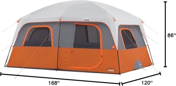 dcc729f44cc94e328259693b1b26e756 CORE Straight Wall Cabin Tents | 10 Person / 11 Person / 12 Person Large Multi Room Family Tents for Car Camping & Outdoor Adventures