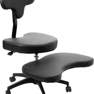 Cross-Legged Office Chair – Adjustable Height Floor Chair with Back Support for Yoga, Meditation, and ADHD (Black, CHAIR-CL02B-R)