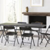 COSCO Deluxe 6 foot x 30 inch Fold-in-Half Blow Molded Folding Table, Black