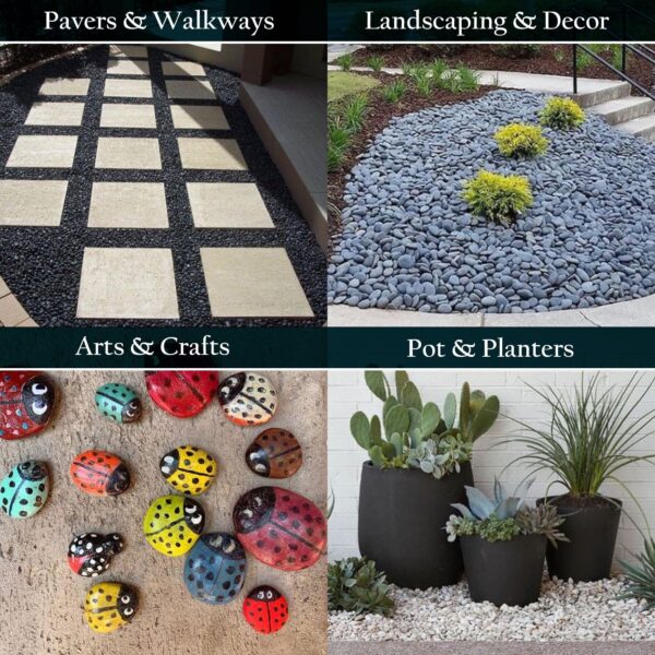 Rainforest, Outdoor Decorative Stones, Caribbean Beach Pebbles, White, 1-2", 900lbs.