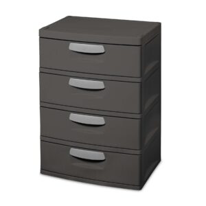 Sterilite 4 Drawer Plastic Storage Unit, Flat Gray, Heavy-Duty, BPA-Free