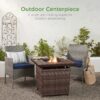 Best Choice Products 28in Propane Gas Fire Pit Table 50,000 BTU Outdoor Wicker w/ Glass Beads, Tank Holder Brown