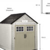 Rubbermaid 7×7 Ft Durable Weather Resistant Resin Outdoor Garden Storage Shed with Windows and Utility Hooks, Sand