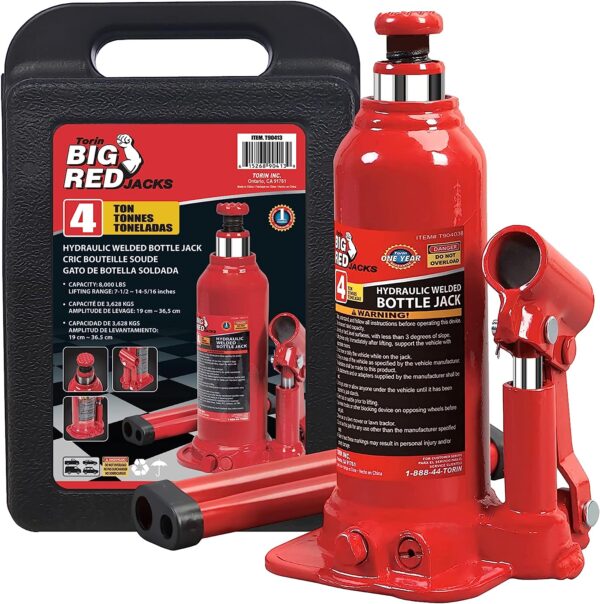 df0c5ea1708c4248bf7339c445bbb020 Torin T90413 Big Red Hydraulic Bottle Jack with Carrying Case, 4 Ton (8,000 lb) Capacity