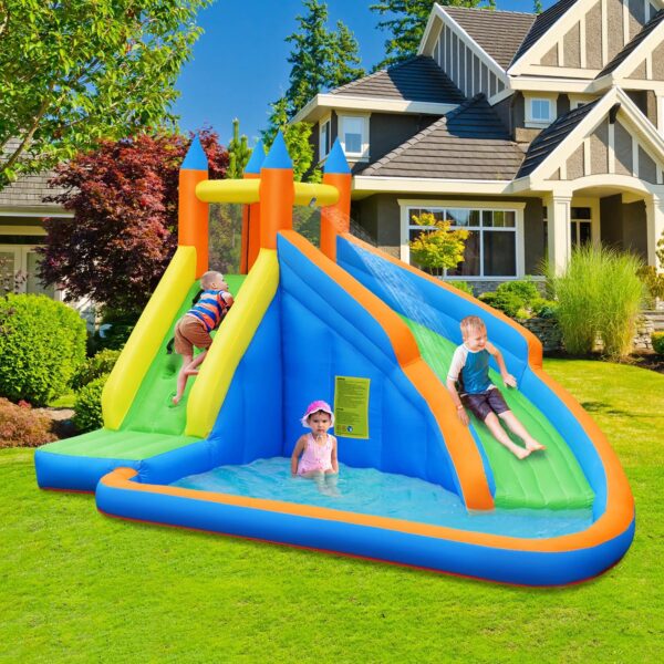 df2e11a711a049b7b98e1d432e2ea3b5 Costway Inflatable Water Slide Mighty Bounce House Castle Splash Pool without Blower