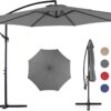 9.8FT Offset Patio Umbrella Hanging Cantilever Umbrella Outdoor Sun Shade with Easy Tilt Adjustment, 8 Ribs, UV Protection for Backyard, Lawn, Garden and Pool, Blue