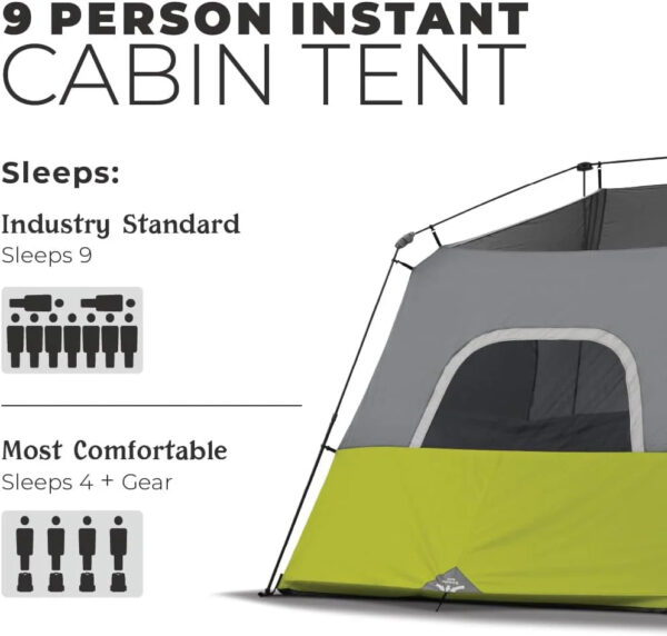 9 Person Instant Cabin Tent - 14' x 9', Green (40008)