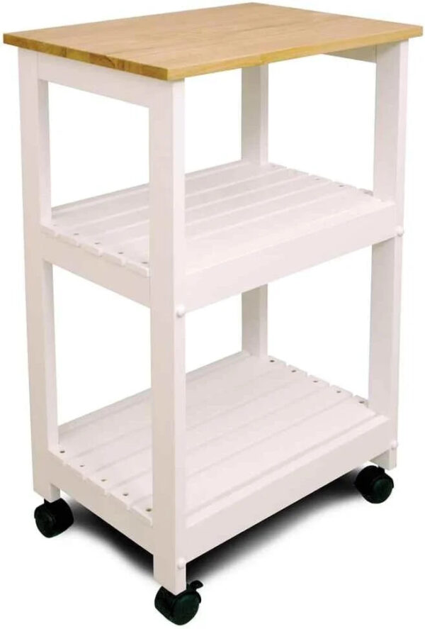 dfe61e61fb904b818ff70faf83495539 Utility Kitchen Cart, Black Base Natural Top