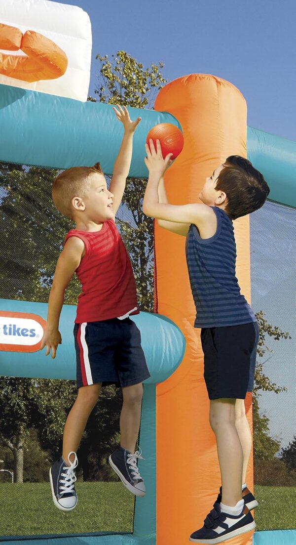 e05e081ff5724359bd37170bc0aba85b Little Tikes Jump 'n Slide Inflatable Bouncer Includes Heavy Duty Blower With GFCI, Stakes, Repair Patches, And Storage Bag, for Kids Ages 3-8 Years