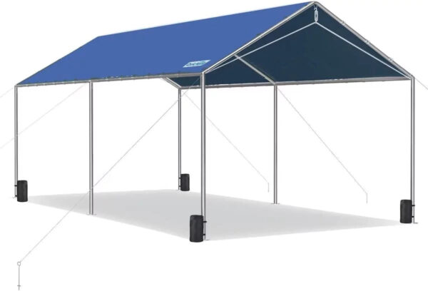 e05e44ed852448058f149bbdfb4c20d1 Quictent 10X20ft Upgraded Heavy Duty Car Canopy Galvanized Frame Carport Outdoor Boat Shelter with 3 Reinforced Steel Cables-Blue