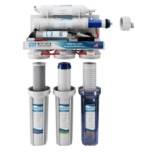 e0b01fcad3ea483f913a1d9e0e6670a6 NU Aqua Platinum Series 5 Stage 100GPD RO System with Booster Pump