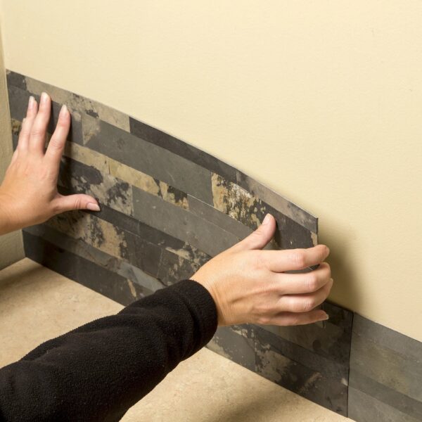 e0cd2895d66e46d2852fbbc6c4dcf059 Aspect Peel and Stick Stone Overlay Kitchen Backsplash Tile - Medley Slate (Approx. 15 sq ft Kit)