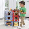 Wooden play set, 3 levels, with 26 accessories, folds for storage