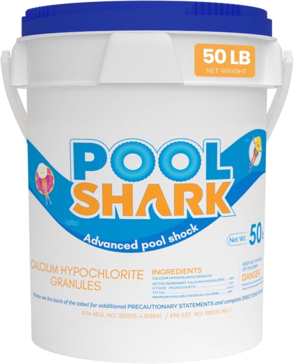 e0e189dc30ed45b1ae60b1cdc4c4c3ae 68% Calcium Hypochlorite Pool Shock for Swimming Pools - Chlorine Granules Swimming Pool Shock 50 lbs Bucket - Pool Chlorine for Inground and Above Ground Pool Treatment, Saltwater (50lbs)