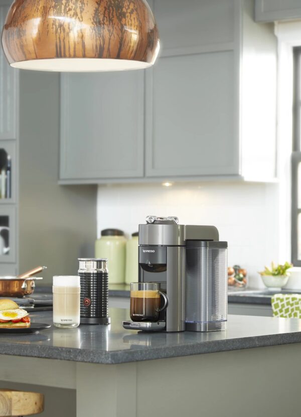 Nespresso Evoluo Coffee and Espresso Machine by De'Longhi with Aerocinno, Graphite Metal