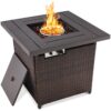 Best Choice Products 28in Propane Gas Fire Pit Table 50,000 BTU Outdoor Wicker w/ Glass Beads, Tank Holder Brown