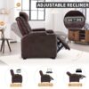 Power Home Theater Seating Set of 3, Brown Faux Leather Electric Recliner Chair with Powered Headrest, Dual Motors Movie Reclining Chairs with LED Lights,USB Port,Cup Holders, Hidden Arm Storage