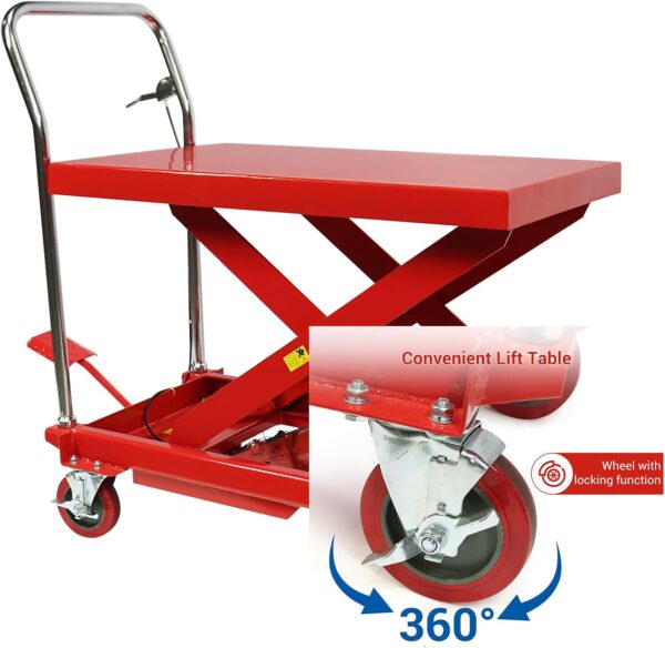 e24d3ce566414275a2cbcef6e6a6ddf8 660LBS Hydraulic Lift Table Cart – 31" Lift Height, Double Scissor Design with 4 Wheels & Non-Slip Pad for Material Handling