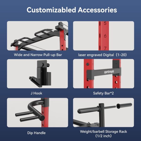 e2539c553af24d3889a5b7de7bc0ff68 Sportsroyals Power Cage,1600lbs Multi-Function Power Rack with Adjustable Cable Crossover System and More Training Attachment, Weight Cage for Home Gym