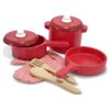 Melissa & Doug Deluxe Wooden Kitchen Accessory Play Set - Pots & Pans (8 pcs)