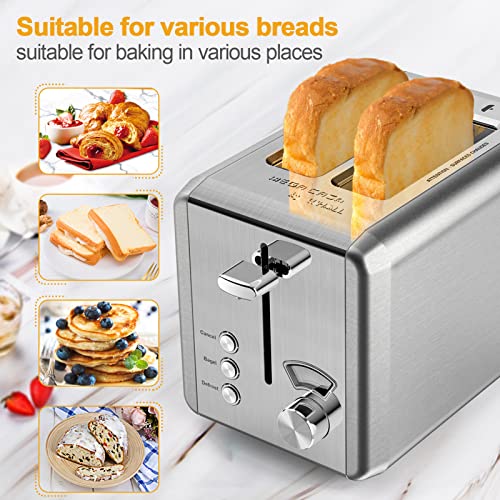e2bc6a03ee8448628a2231a6cbada8f6 whall Toaster 2 slice Stainless Steel Toasters with Bagel, Cancel, Defrost Function, for Various Bread Types